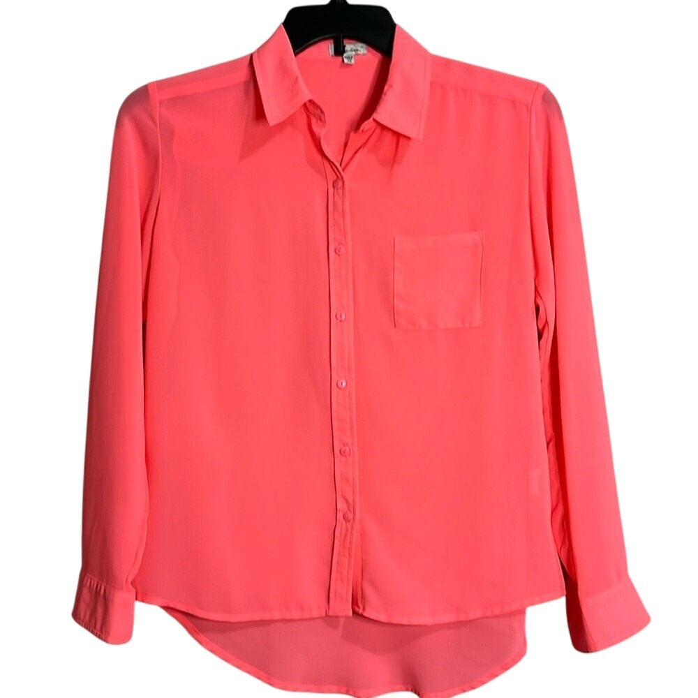 Kut From The Kloth Sheer Blouse Chiffon Long Sleeve Womens‎ Size XS Peach